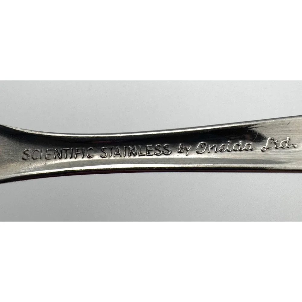Vintage Oneida Our Rose Stainless Pierced Serving Spoon 1964 Tablespoon Flatware